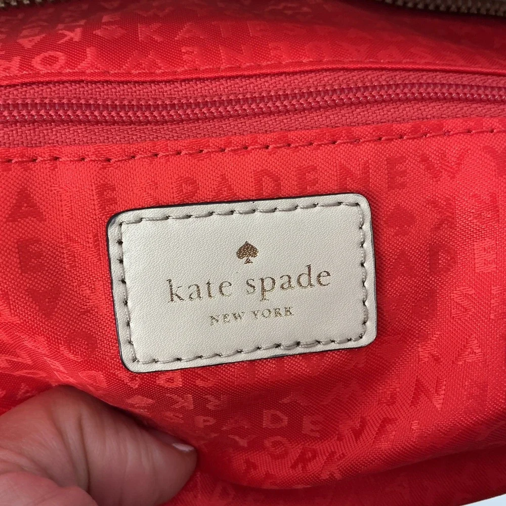 Kate Spade Bow Tote Beige Saffiano Leather Bag Salmon Interior‎ Large